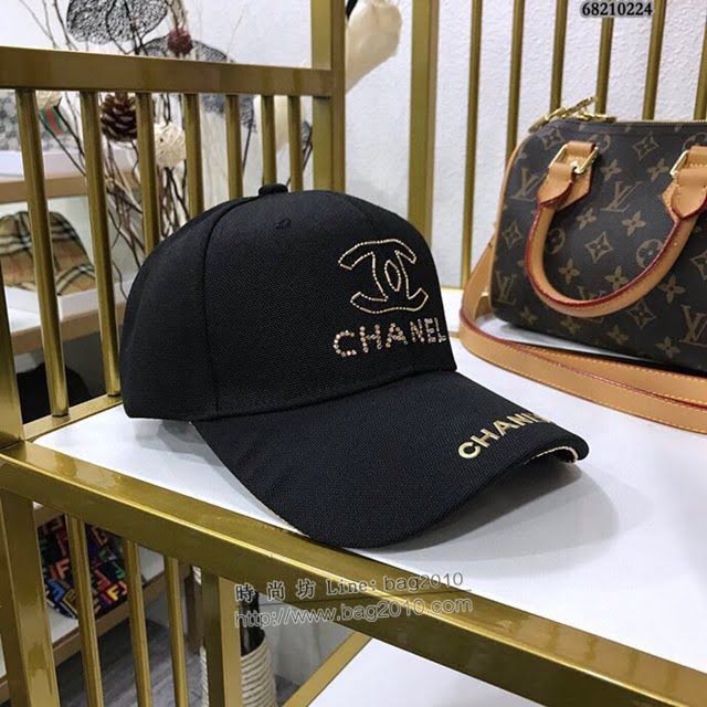 Chanel男女同款帽子 香奈兒貼鑽棒球帽鴨舌帽  mm1108